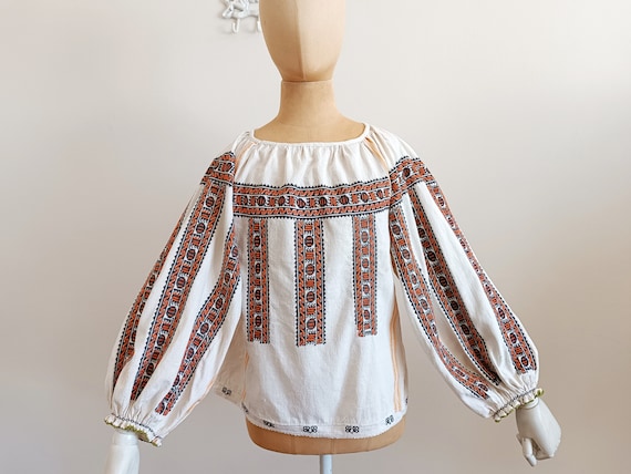 トップス antique Rumania blouse Vintage Romanian Embroidered Blouse C. 1930 - T.XS/S