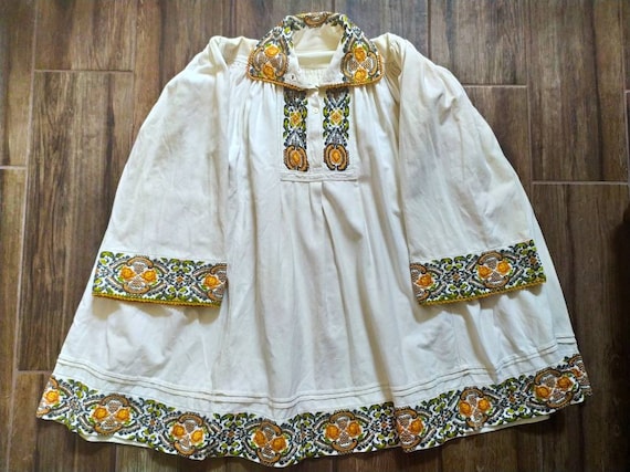 Antique Romanian blouse with floral embroidery