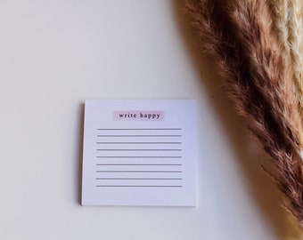 Write Happy Post-it Notes: 3x3 Minimalist Memo Pad