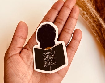 Girl Read Your Bible Sticker: Christian Journaling, Black Woman Art