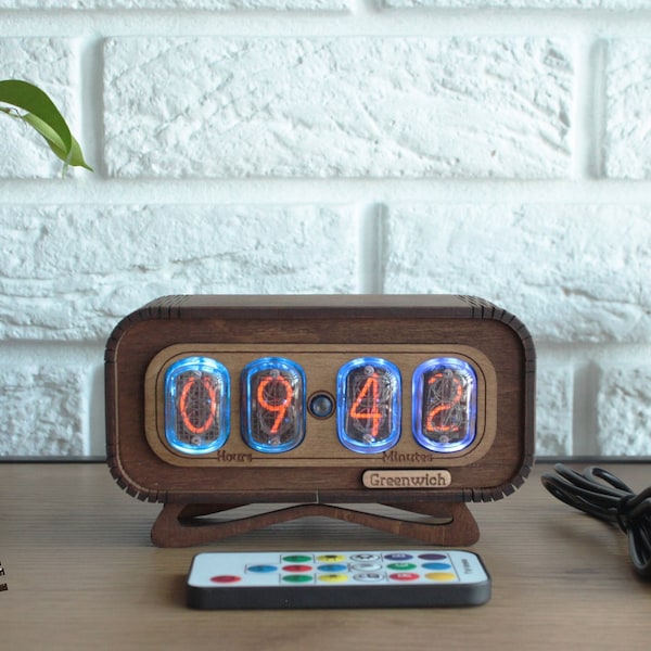 Nixie Tube Clock 4X IN-12, Nixie Tube Clock with New Visual Effects, Fathers Day Gift Idea, RGB backligthing