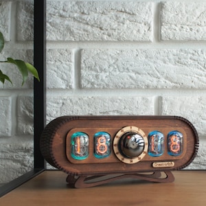 Nixie Tube Clock IN-12: Vintage RGB Backlight, Walnut Wood