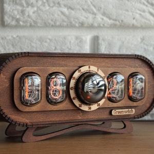 Nixie Tube Clock IN-12: Vintage Walnut Wood with RGB Backlight