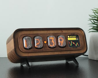 Nixie Tube Clock 4x IN-12, Nixie Uhr, Neon Sign, Digital picture frame + Weather & Wifi display - online Bitcoin Tracker