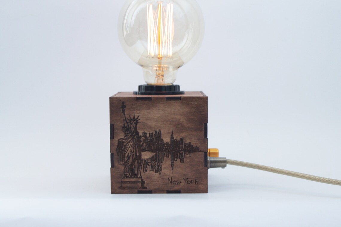 Personalized Edison lamp Gifts for her Small wooden dimmable Etsy