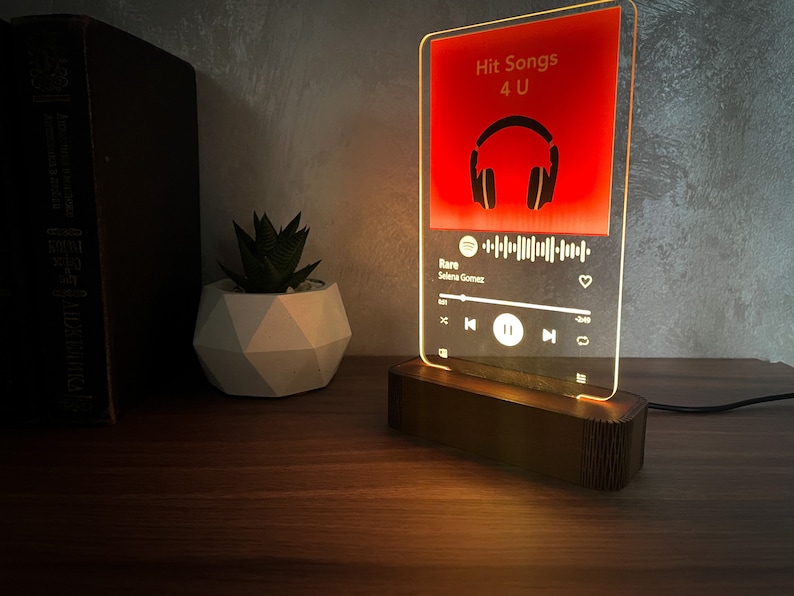 Spotify glass led light lamp 3D Acrylic Music Custom Song LED Etsy