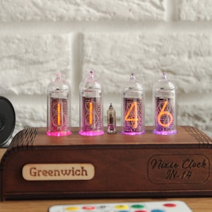 Nixie Tube Clock mit 4 IN-14 Tubes mit Fernbedienung RGB
