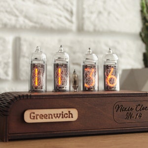 Nixie Clock with 4 IN-14 Nixie Tubes, Business gift, Minimalist Nixie Clock Visual Effects