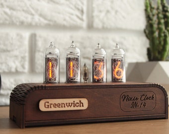 BESTSELLER  Nixie Clock In-14 Nixie Tube In-14 Gift for Dad Nixie uhr Neon Sign Vacuum Clock