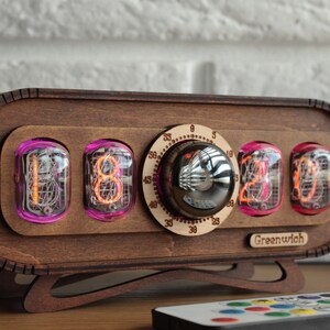 Nixie Clock IN-12 Og-4, Decatron Og-4, Nixie Uhr, Nixie Tube Clock Fallout, Nixie tubes, RGB backlight, Made in Ukraine zdjęcie 10