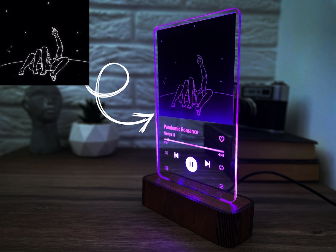 Acrylic Plaque Spotify glass led light lamp Acrylic Music Etsy