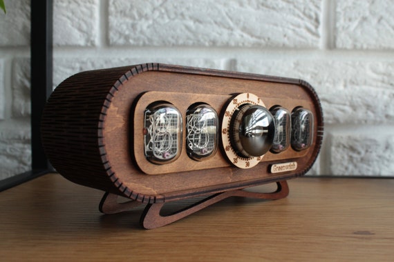 Nixie Tube Clock IN-12: Vintage Walnut Wood With RGB Backlight - Etsy