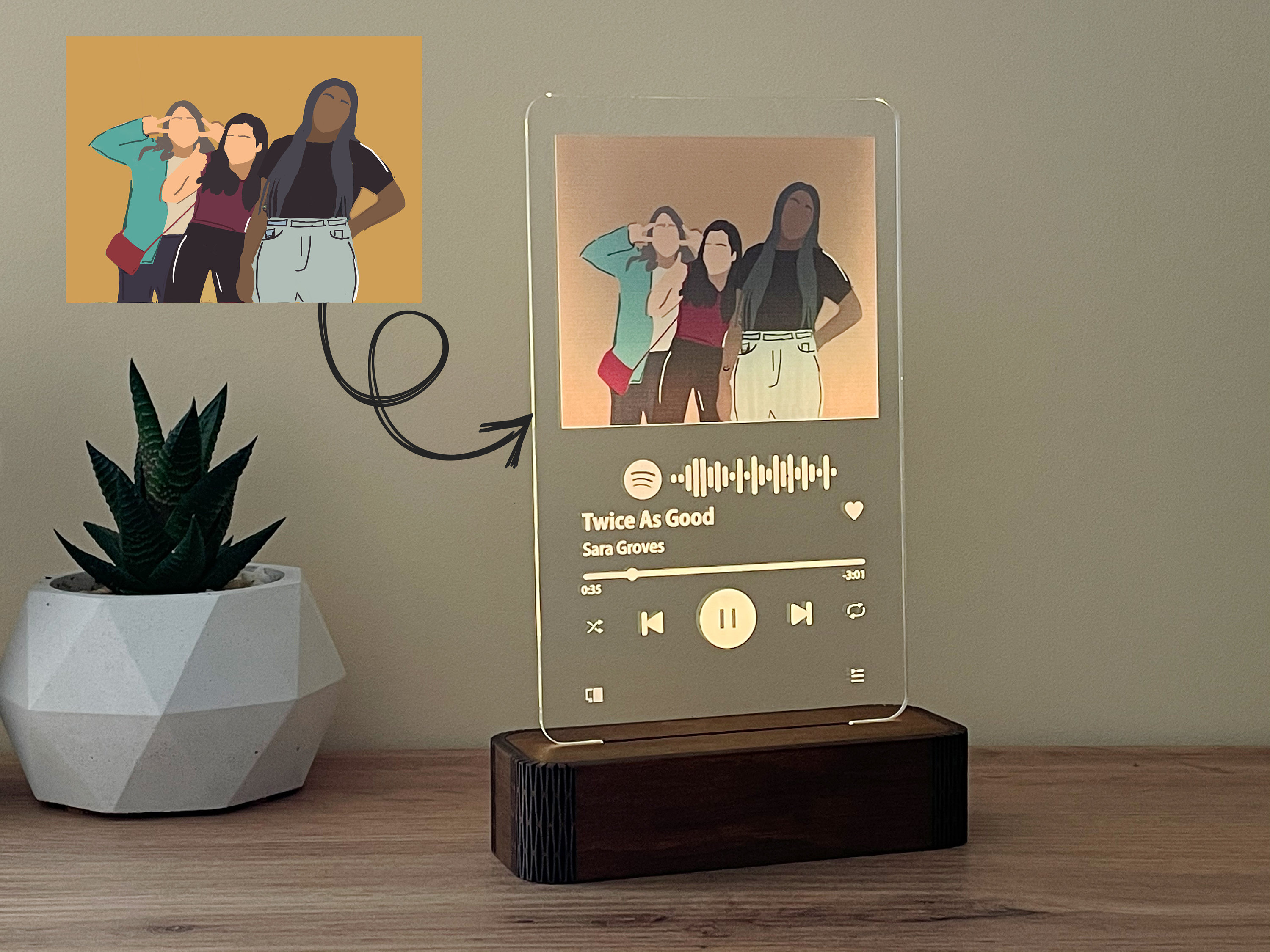 Spotify Night Light Spotify Glass Led Spotify Led Music Etsy