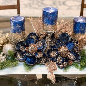 Navy and silver christmas table decorations Clearance
