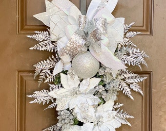 Christmas wreath, Christmas swag, white Christmas swag, white Christmas wreath, large white Christmas swag, Christmas gift, white Christmas