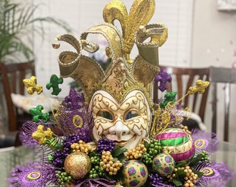 Mardi Gras centerpiece, Mardi Gras table decor, Mardi Gras, large Mardi Gras table decor, Mardi Gras mask, Mardi Gras decor, New Orleans