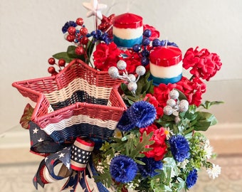 Patriotic centerpiece, 4th of July centerpiece, 4th of July serving dish, farmhouse centerpiece, patriotic farmhouse decor, Independence Day