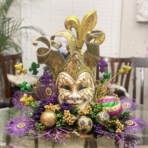Mardi Gras centerpiece, Mardi Gras table decor, Mardi Gras, large Mardi Gras table decor, Mardi Gras mask, Mardi Gras decor, New Orleans