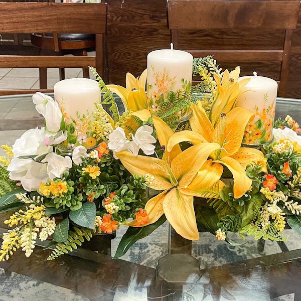 Spring centerpiece, real touch floral arrangement, Easter centerpiece, everyday centerpiece, large floral arrangement, spring decor, Easter