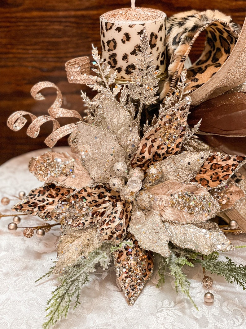 Christmas Centerpiece Christmas Leopard Centerpiece Etsy