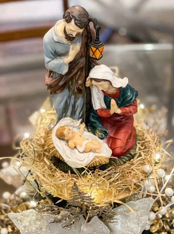 Décoration De Table De Noël - Scène De La Nativité En Acrylique 2D (18,2x20 Cm) Avec Support - Pour Maison, église, Cadeau Religieux