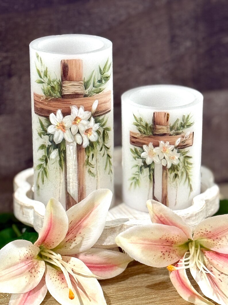 LED Easter Candles, Spring Candles, Hand Crafted Candles, He is Risen ...