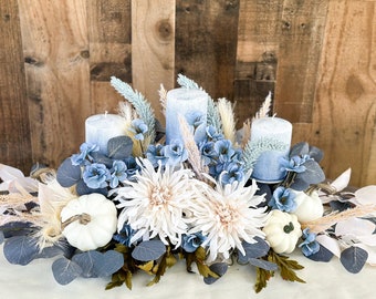 Fall Centerpiece, Fall Table Centerpiece, Fall Table Decor, blue Fall centerpiece, Large floral centerpiece, Thanksgiving Centerpiece, autum