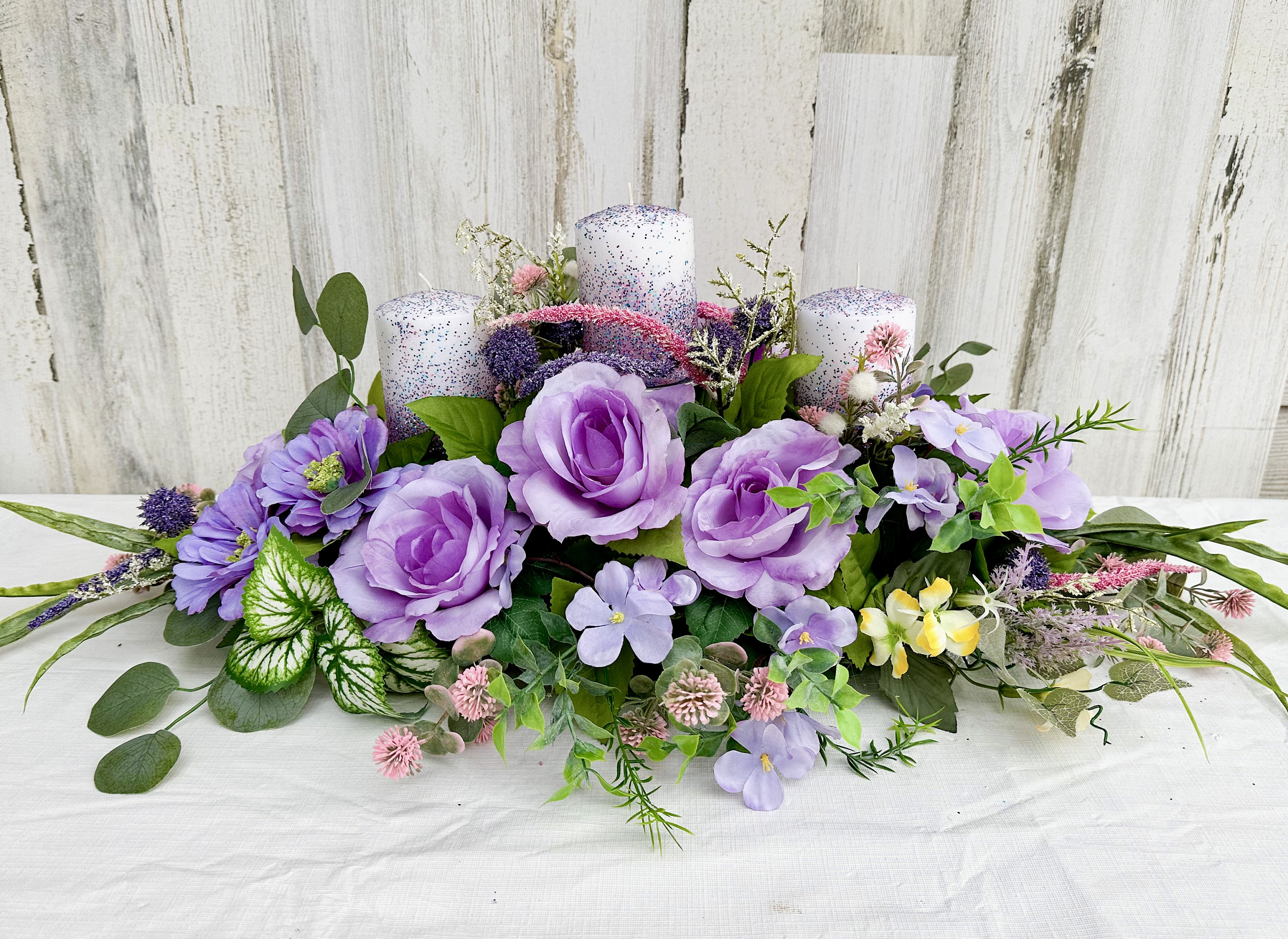 Spring Centerpiece, Large Floral Arrangement, Purple Spring