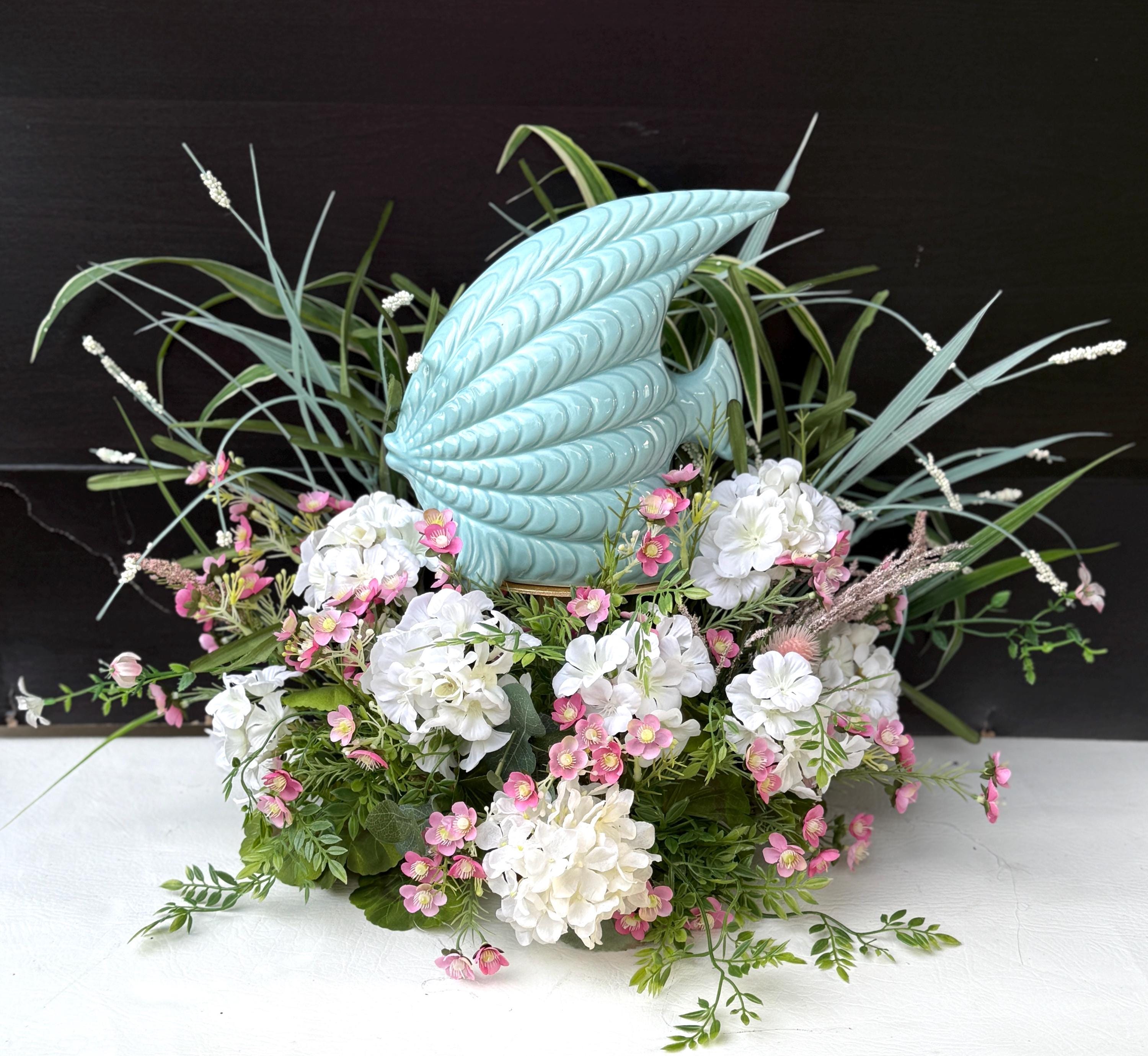 Beach decor, fish decor, beach centerpiece, nautical centerpiece, large fish figurine, fish table decor, beach table decor, ocean decor
