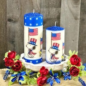 Bougies patriotiques, bougies du jour de l&#39;indépendance, bougies artisanales, bougies Americana, bougies d&#39;été, bougies du 4 juillet, décoration patriotique