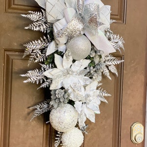 Christmas wreath, Christmas swag, white Christmas swag, white Christmas wreath, large white Christmas swag, Christmas gift, white Christmas image 4