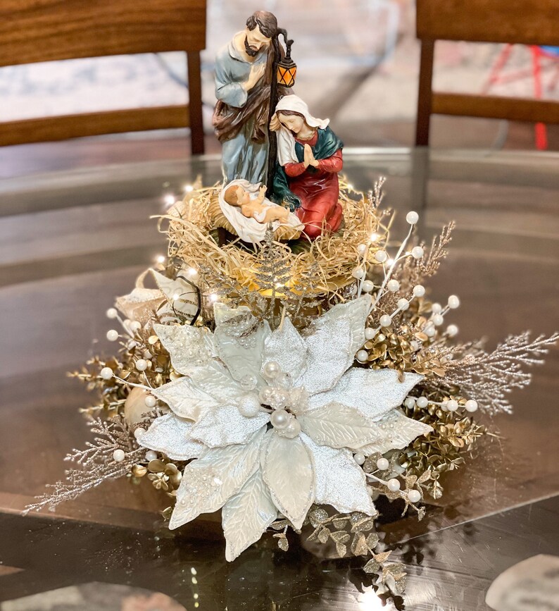 Christmas Centerpiece Nativity Scene Christmas Holy Family Etsy
