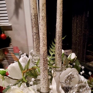 Wedding centerpiece, wedding candle holder, bridal shower decor, Designer centerpiece, white roses centerpiece, crystal centerpiece, image 9