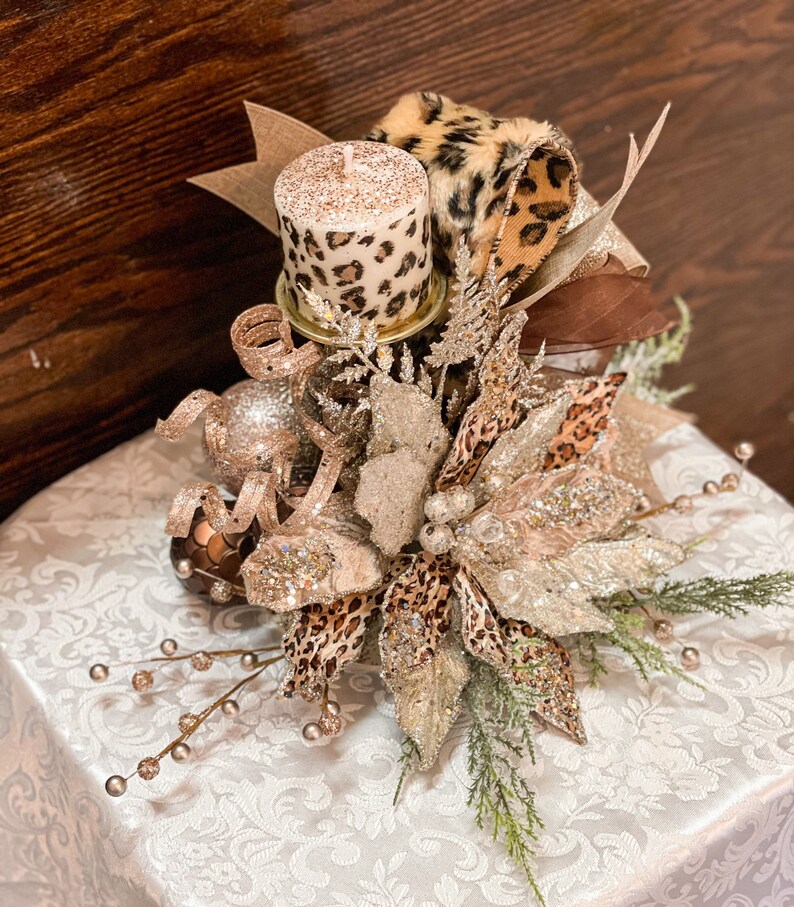 Christmas Centerpiece Christmas Leopard Centerpiece Etsy