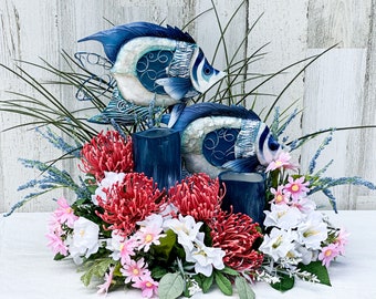 Beach decor, fish decor, beach centerpiece, nautical centerpiece, large fish figurine, fish table decor, beach table decor, ocean decor