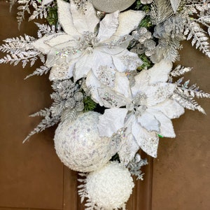 Christmas wreath, Christmas swag, white Christmas swag, white Christmas wreath, large white Christmas swag, Christmas gift, white Christmas image 6