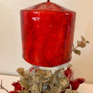 Christmas centerpiece, Red Christmas Centerpiece, Red Magnolia centerpiece, Christmas decor, Christmas candle holder, Red Centerpiece, image 6