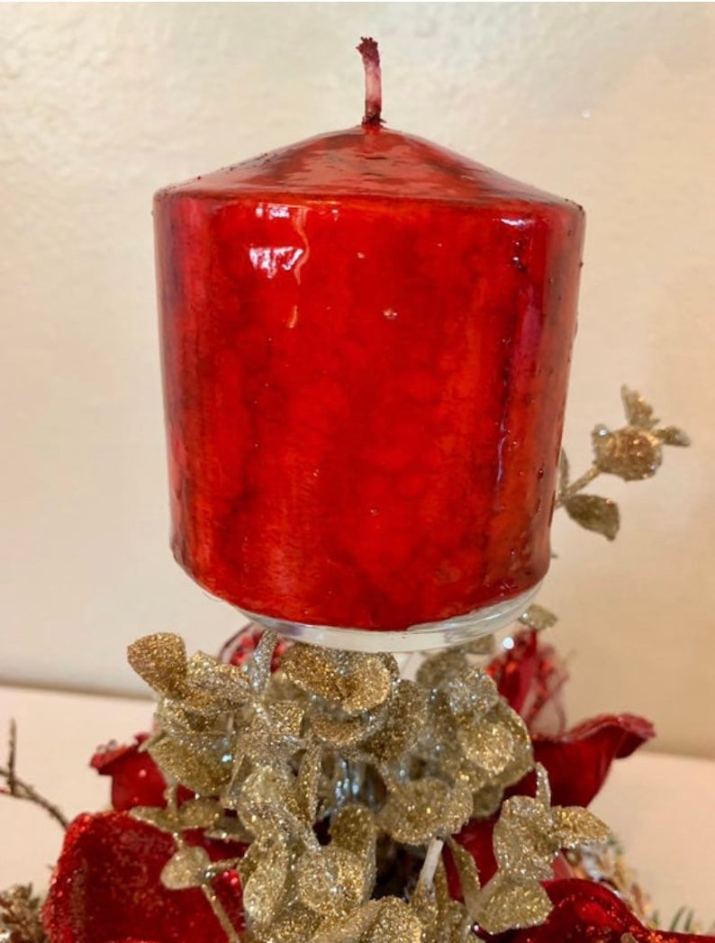 Christmas centerpiece, Red Christmas Centerpiece, Red Magnolia centerpiece, Christmas decor, Christmas candle holder, Red Centerpiece, image 6