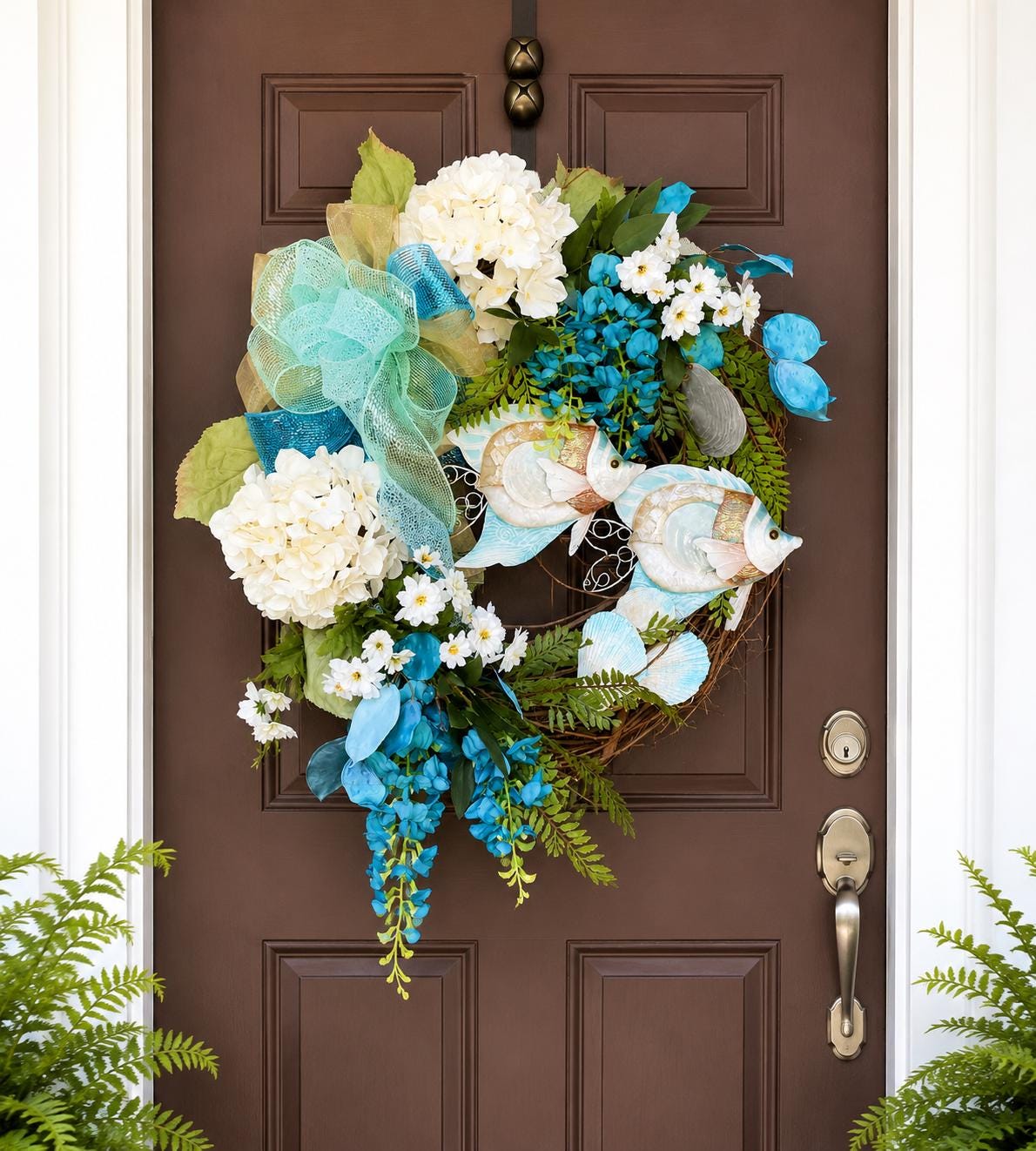 Luxury Coastal Wreath for Front Door, Beach House Decor, Nautical Fish ...