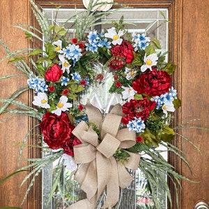 Farmhouse wreath, patriotic wreath, 4th of July wreath, farmhouse decor, Independence Day wreath, Memorial Day wreath, summer wreath