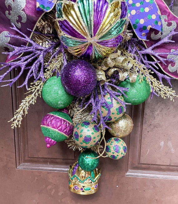 Buy Mardi Gras Swag, Mardi Gras Wreath, Mardi Gras Door Decor, Mardi Grass  Decor, Mardi Gras Large Swag, New Orleans Swag Online in India 