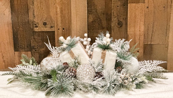 Christmas Centerpiece, Champagne Gold Centerpiece, Christmas Gift, Kitchen Table  Decor 
