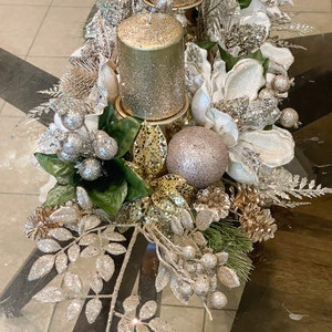 Christmas centerpiece, xl Christmas centerpiece, champagneChristmas centerpiece, long Christmas centerpiece, Christmas gift, Christmas table image 6