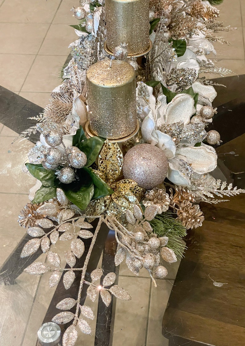 Christmas centerpiece, xl Christmas centerpiece, champagneChristmas centerpiece, long Christmas centerpiece, Christmas gift, Christmas table image 6