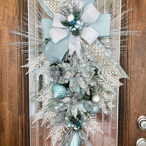 Christmas wreath, Christmas swag, blue Christmas swag, ice blue Christmas wreath, large blue Christmas swag, Christmas gift, Christmas gift