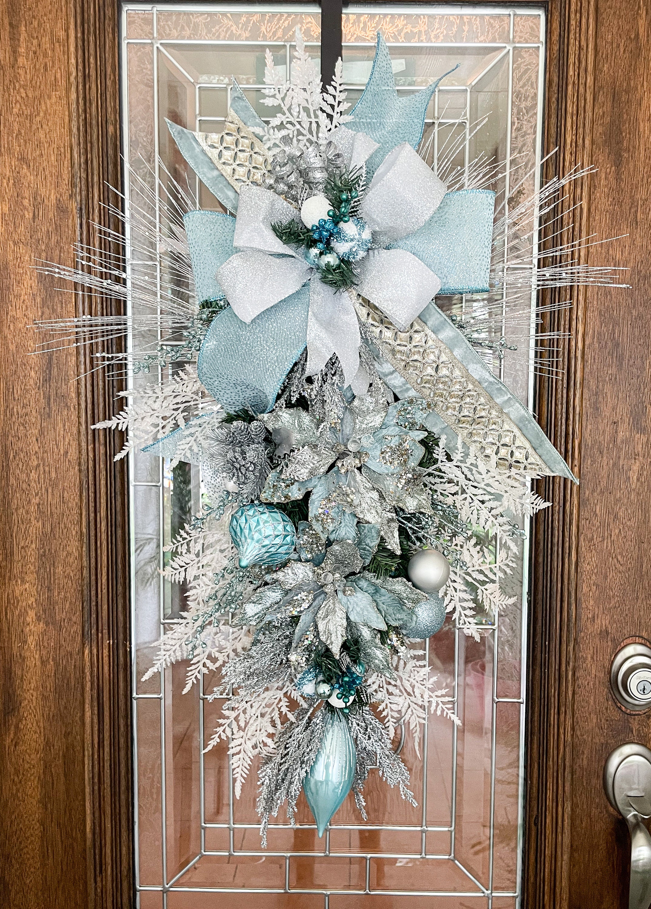 Christmas Wreath, Christmas Swag, Blue Christmas Swag, Ice Blue
