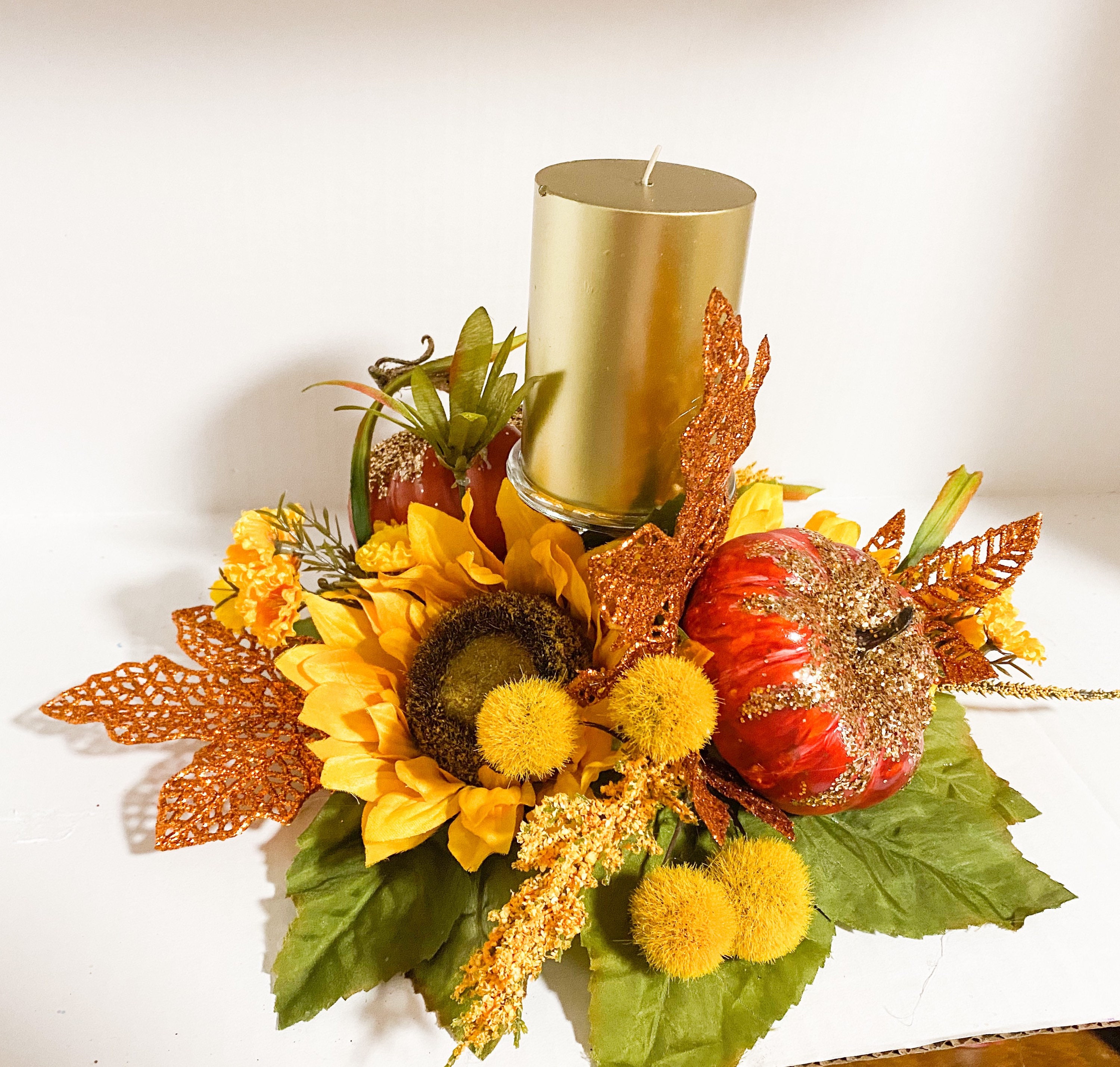 Fall Centerpiece Fall Candle Holder Fall Candle Fall Table Etsy