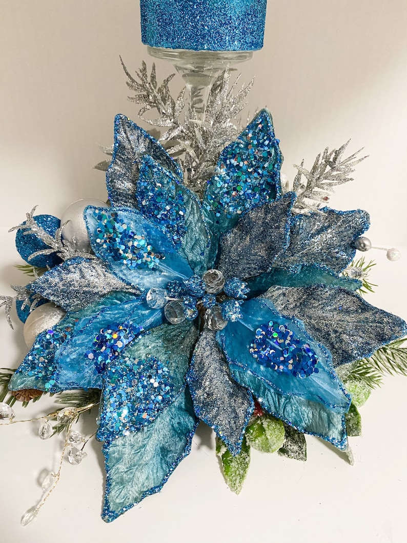 Christmas Centerpiece Blue Christmas Centerpiece Blue Etsy