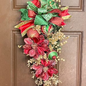 Kerstslinger, winterkrans, voordeurkrans, kerstkrans, kerstmagnoliaslinger, traditionele swag, luxe krans, elegante swag