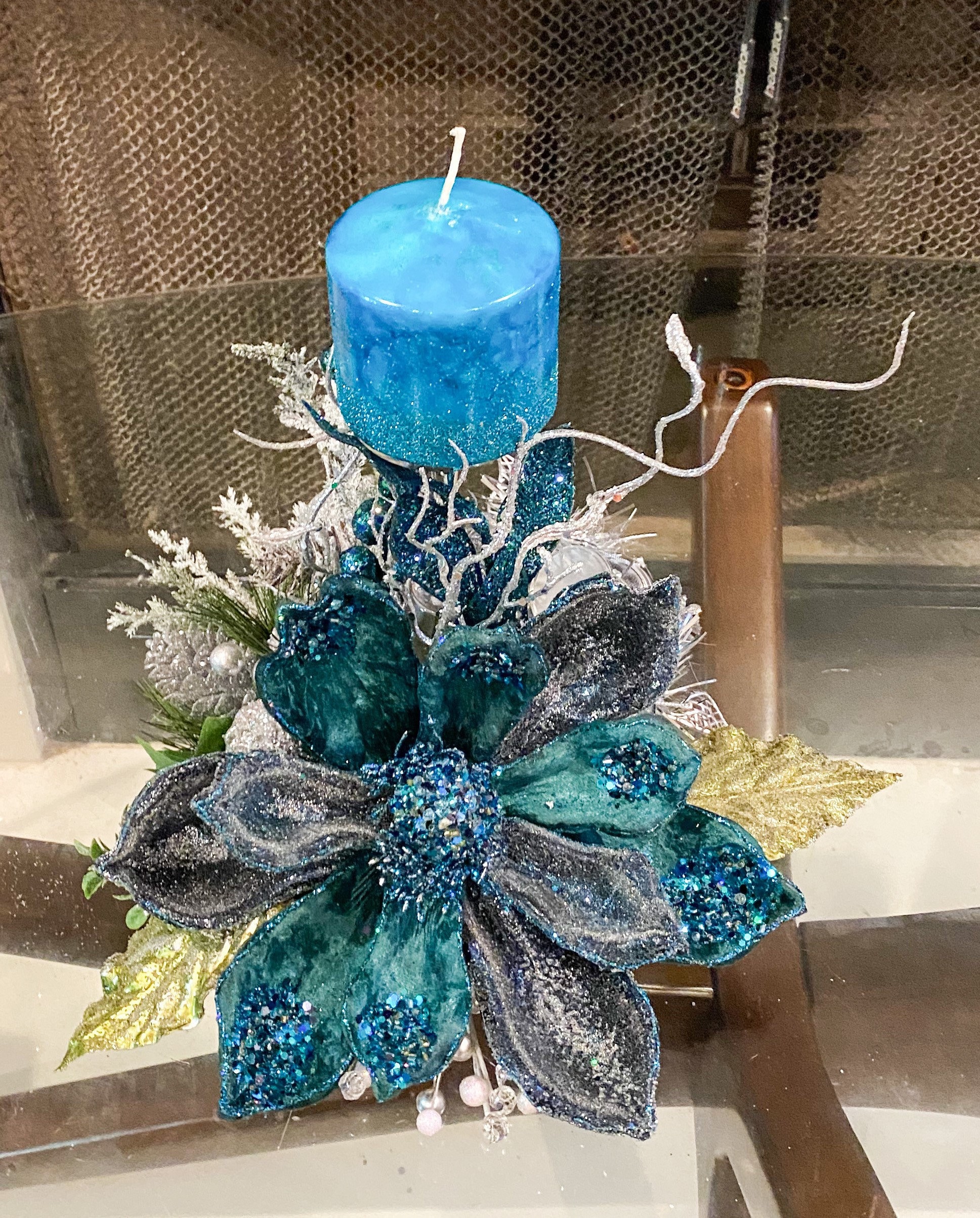 Christmas Centerpiece Teal Christmas Centerpiece Teal Decor Etsy Canada